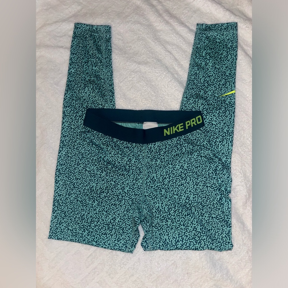 Nike pro teal/black leggings